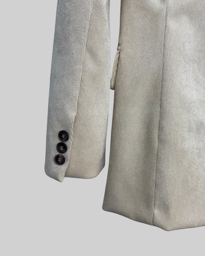 Vicolo Beige Ribbed Button Blazer w 2 Pockets