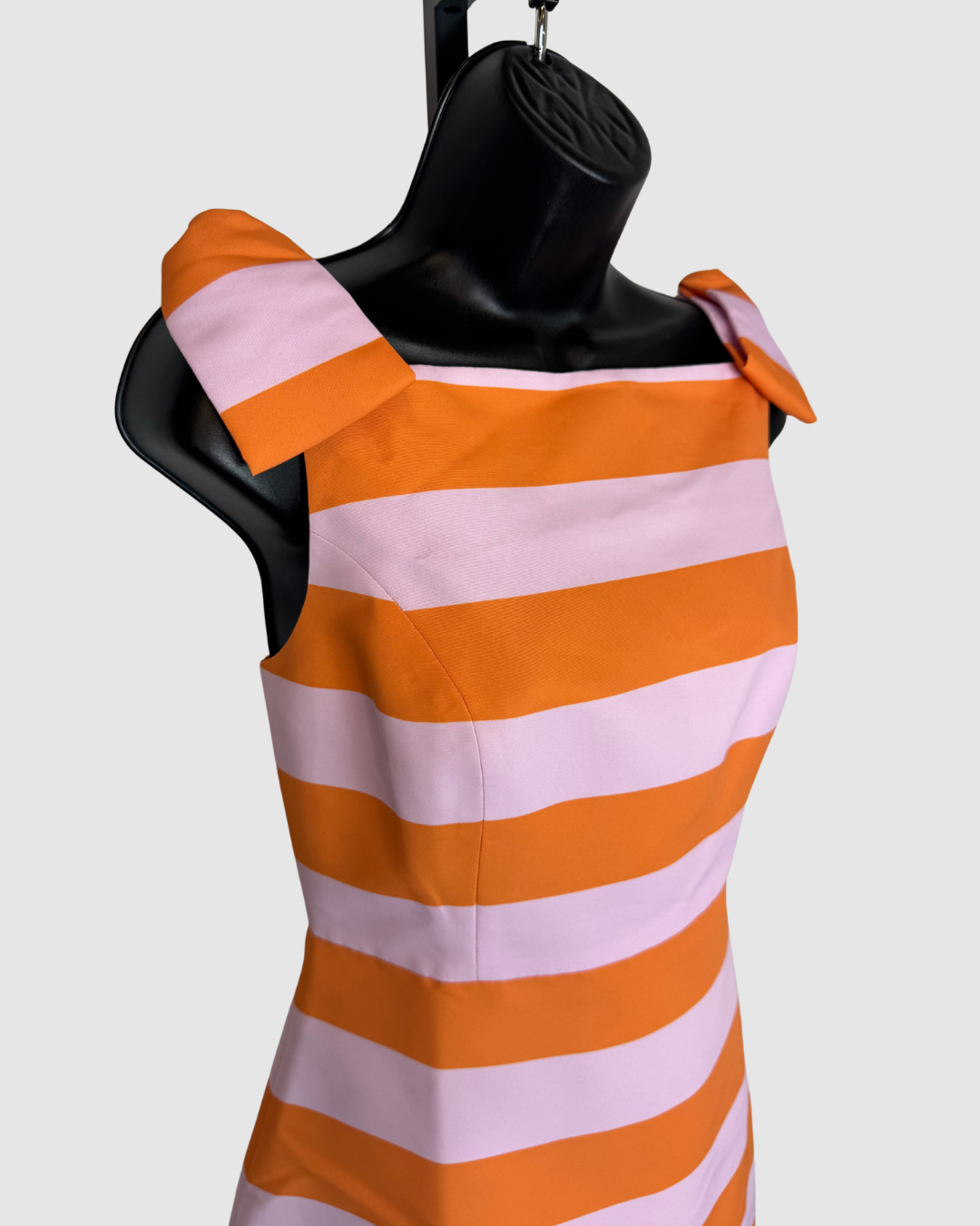 Sachin & Babi Orange Light Purple Stripe Bow Strap Mini Dress NWT
