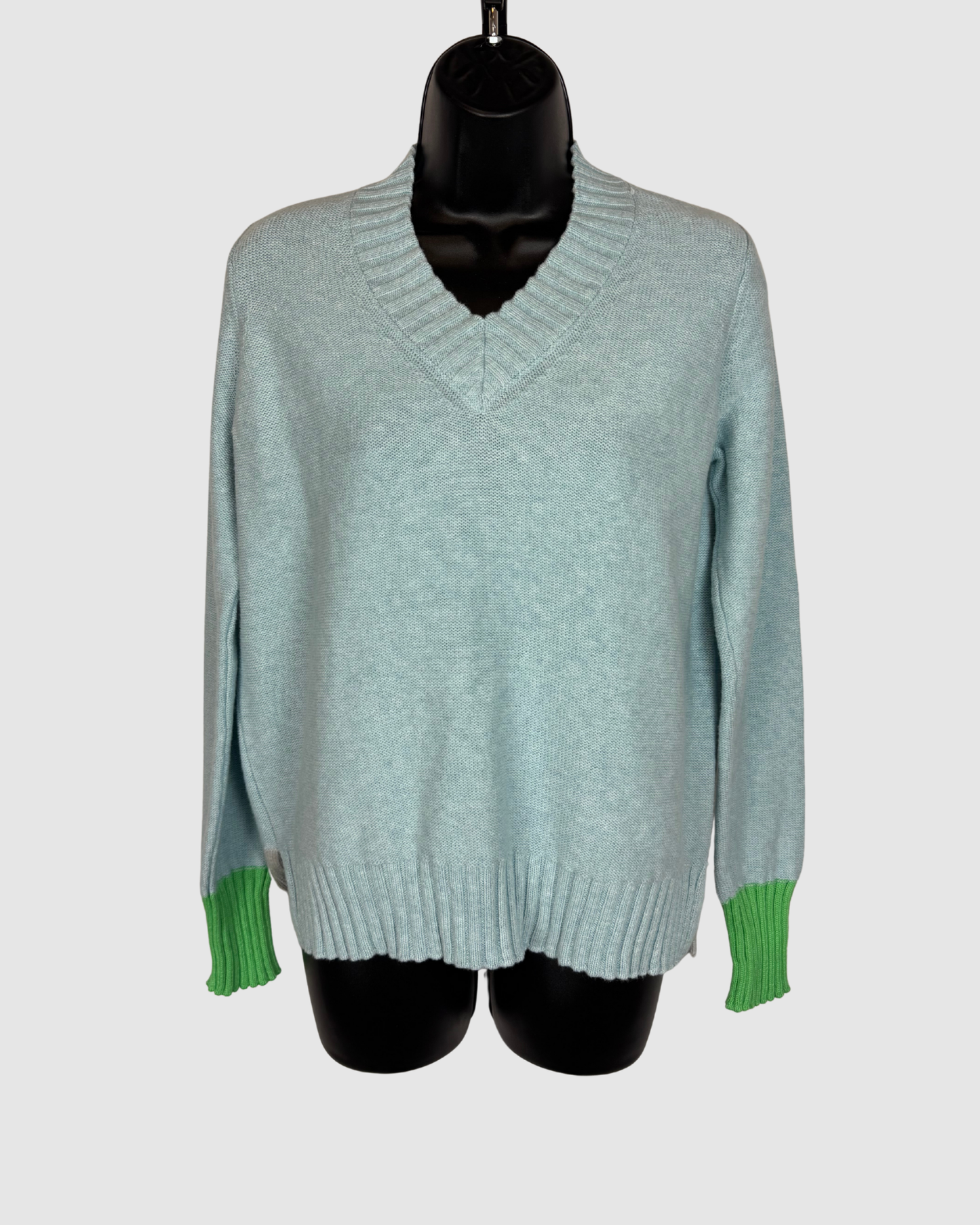 & Isla Light Blue V-Neck Long Sleeve Sweater