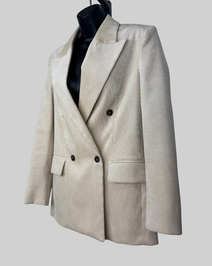 Vicolo Beige Ribbed Button Blazer w 2 Pockets