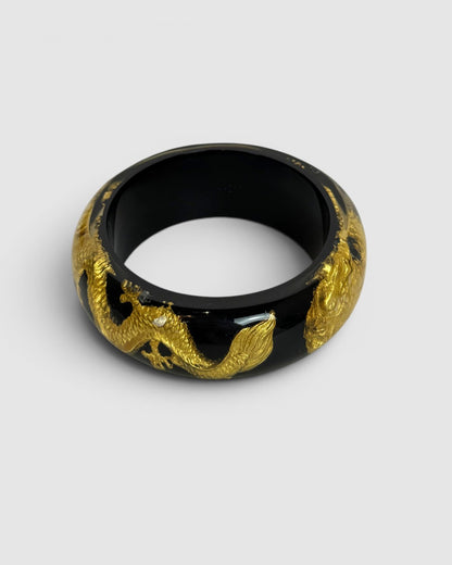 Ross + Simmons Black & Gold Dragon Resin Bangle
