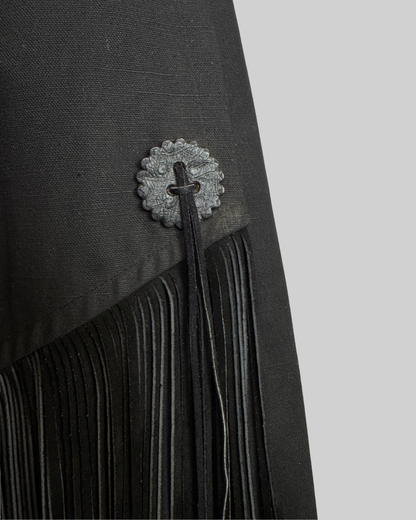 Black Side Button Skirt with Suede Fringe (HAS MATCHING VEST)