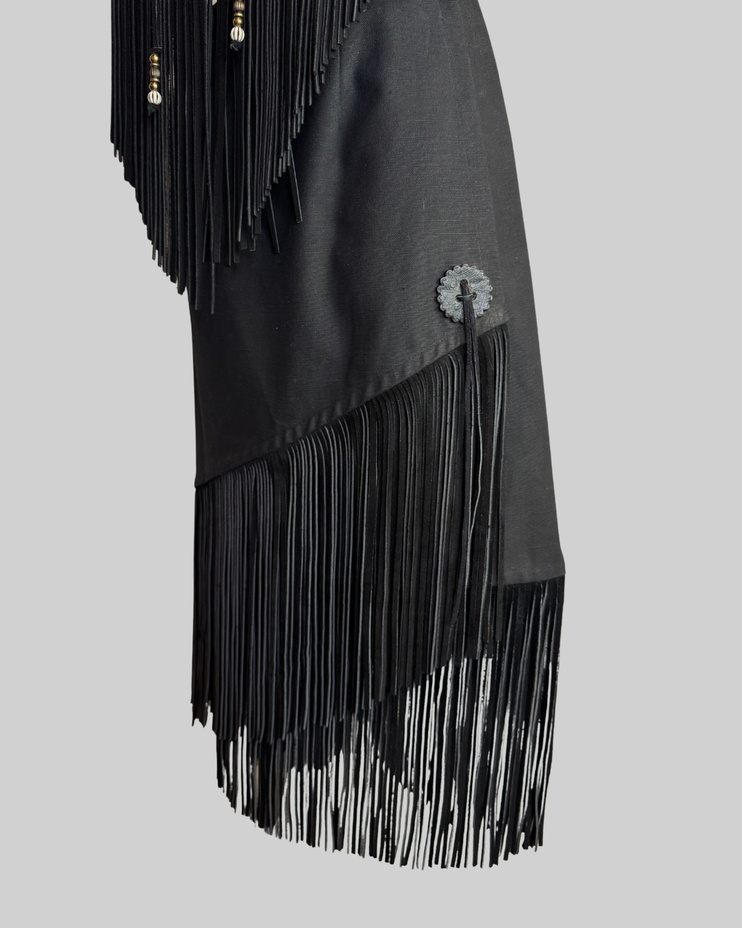 Black Side Button Skirt with Suede Fringe (HAS MATCHING VEST)