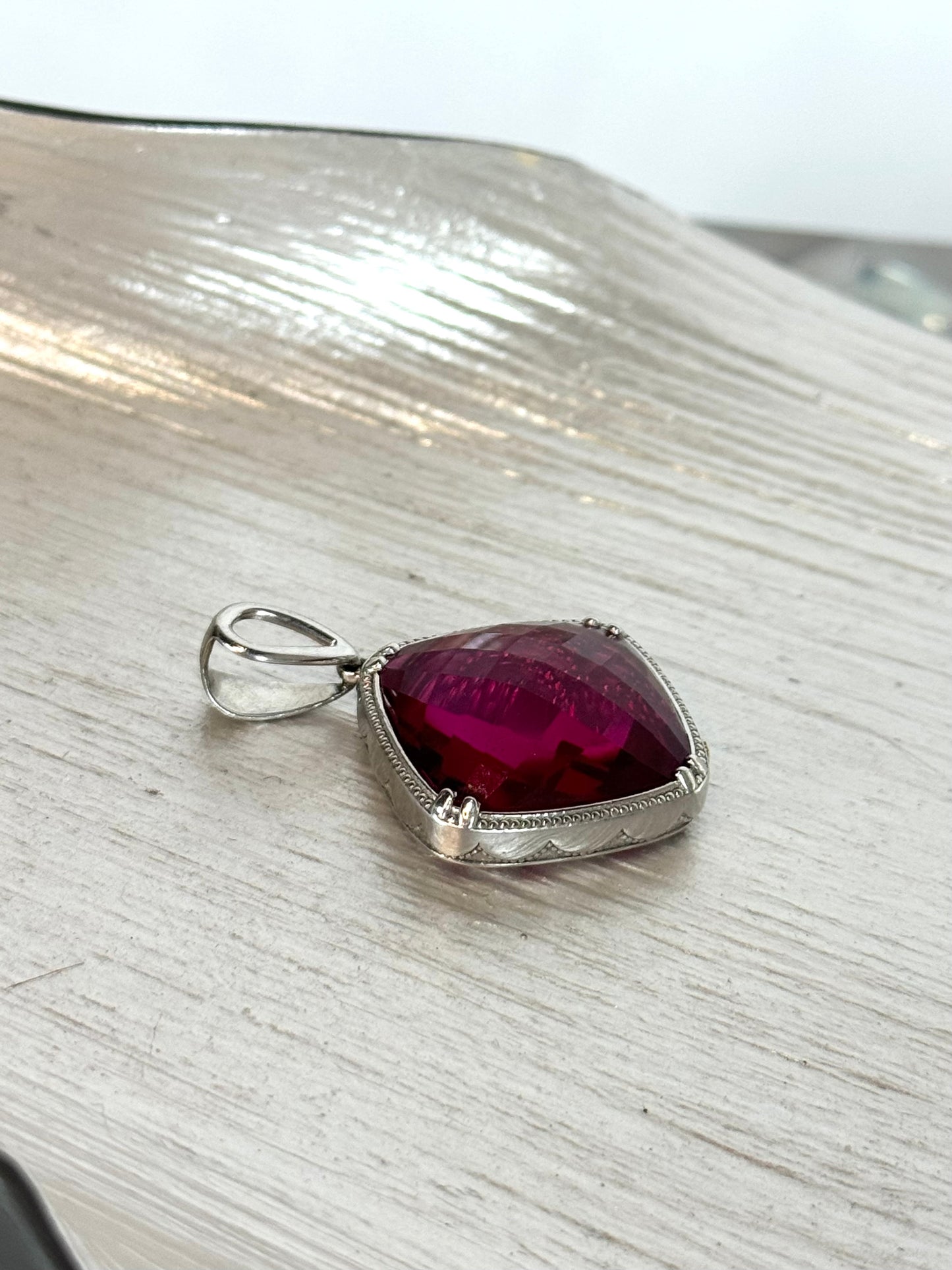 Tacori Sterling Silver with 18k Yellow Gold Accents "City Lights" Hot Pink Quartz Pendant