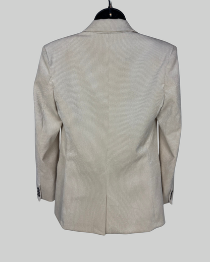 Vicolo Beige Ribbed Button Blazer w 2 Pockets