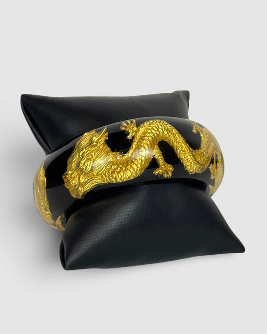 Ross + Simmons Black & Gold Dragon Resin Bangle