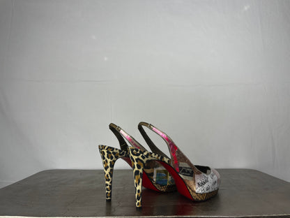 COMES WITH BOX - Christian Louboutin Winter Trash PVC Peep Toe Sling Back Pumps