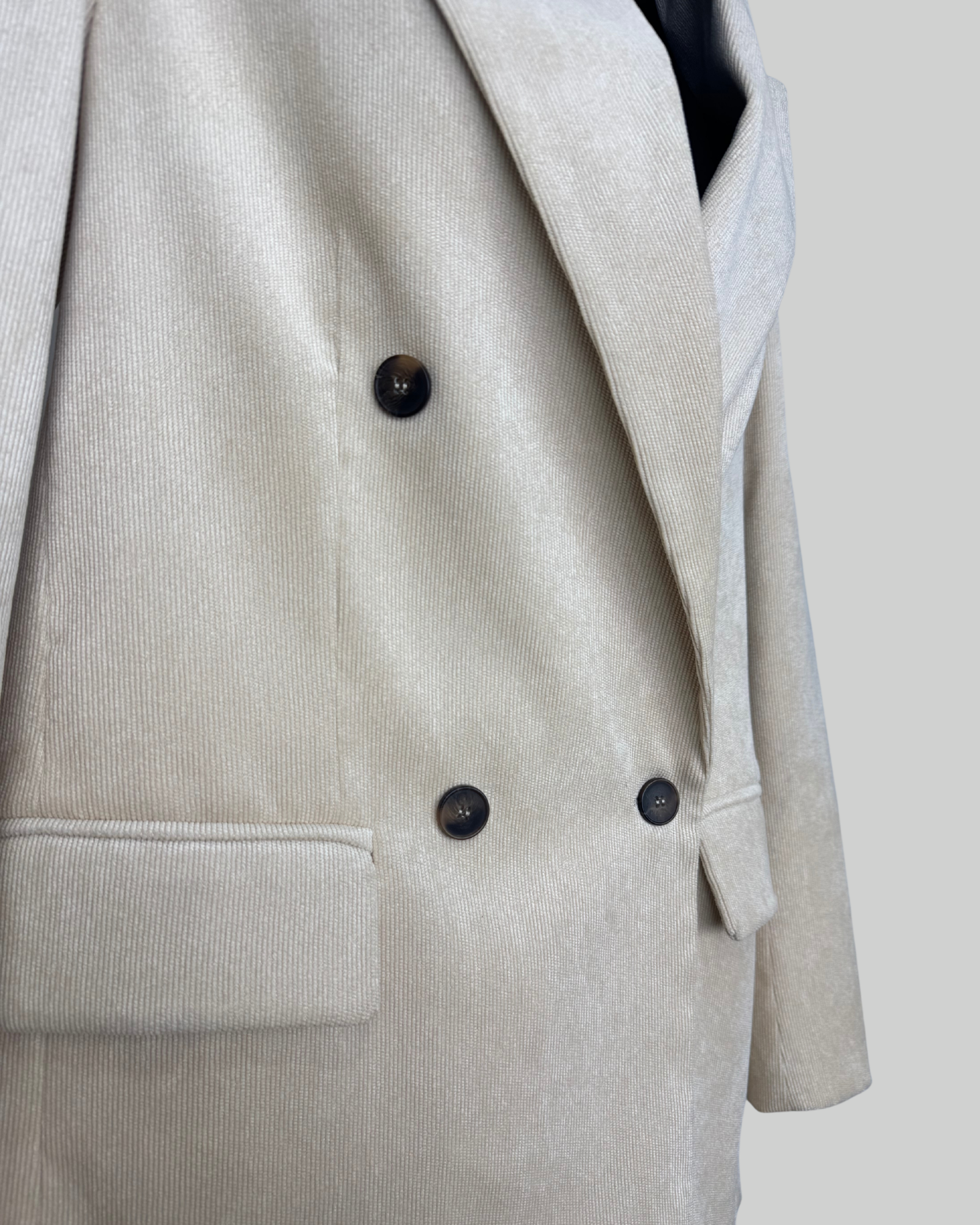 Vicolo Beige Ribbed Button Blazer w 2 Pockets