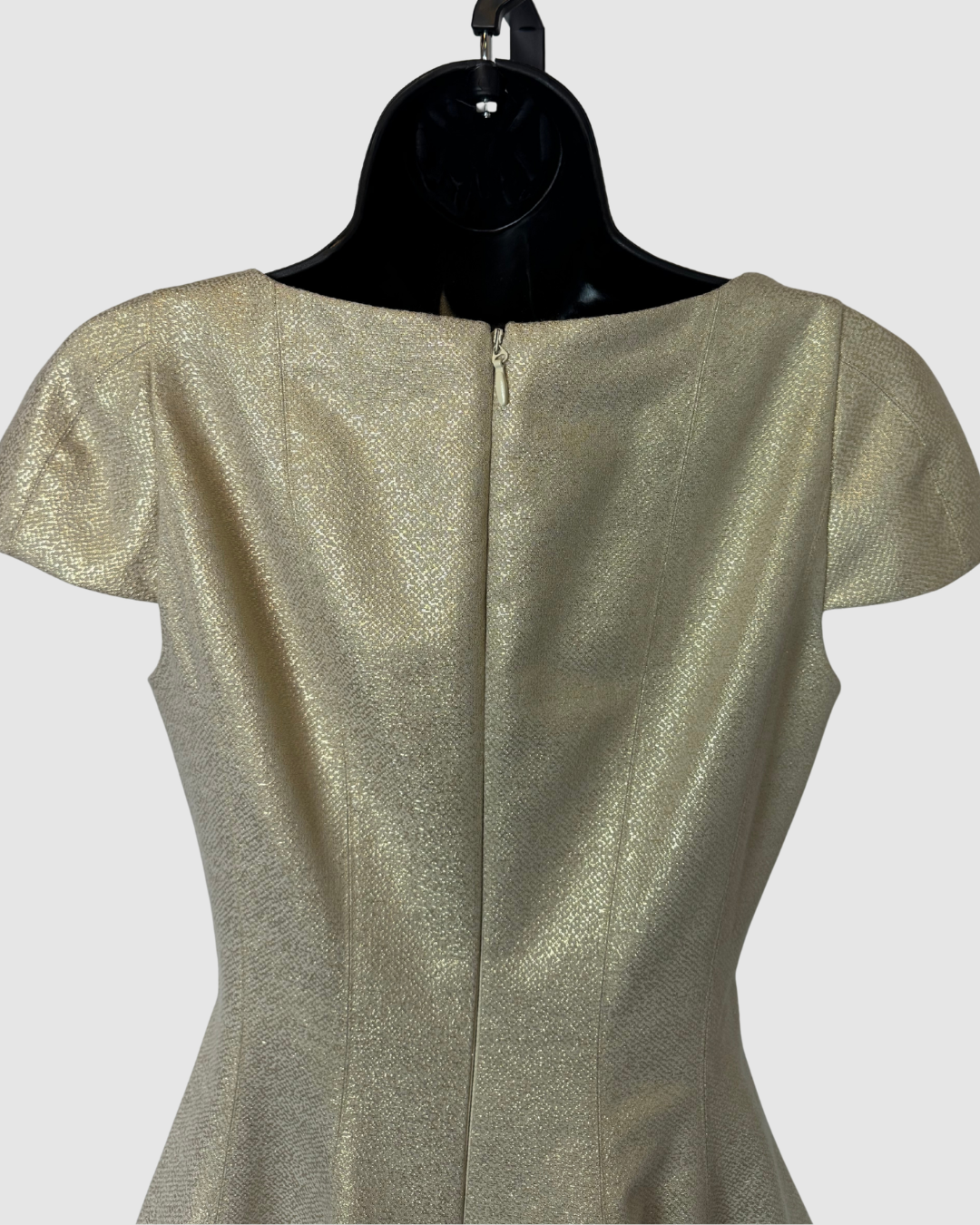Halston Gold Sparkle V-Neck Cap Sleeve Fit & Flare Mini Dress