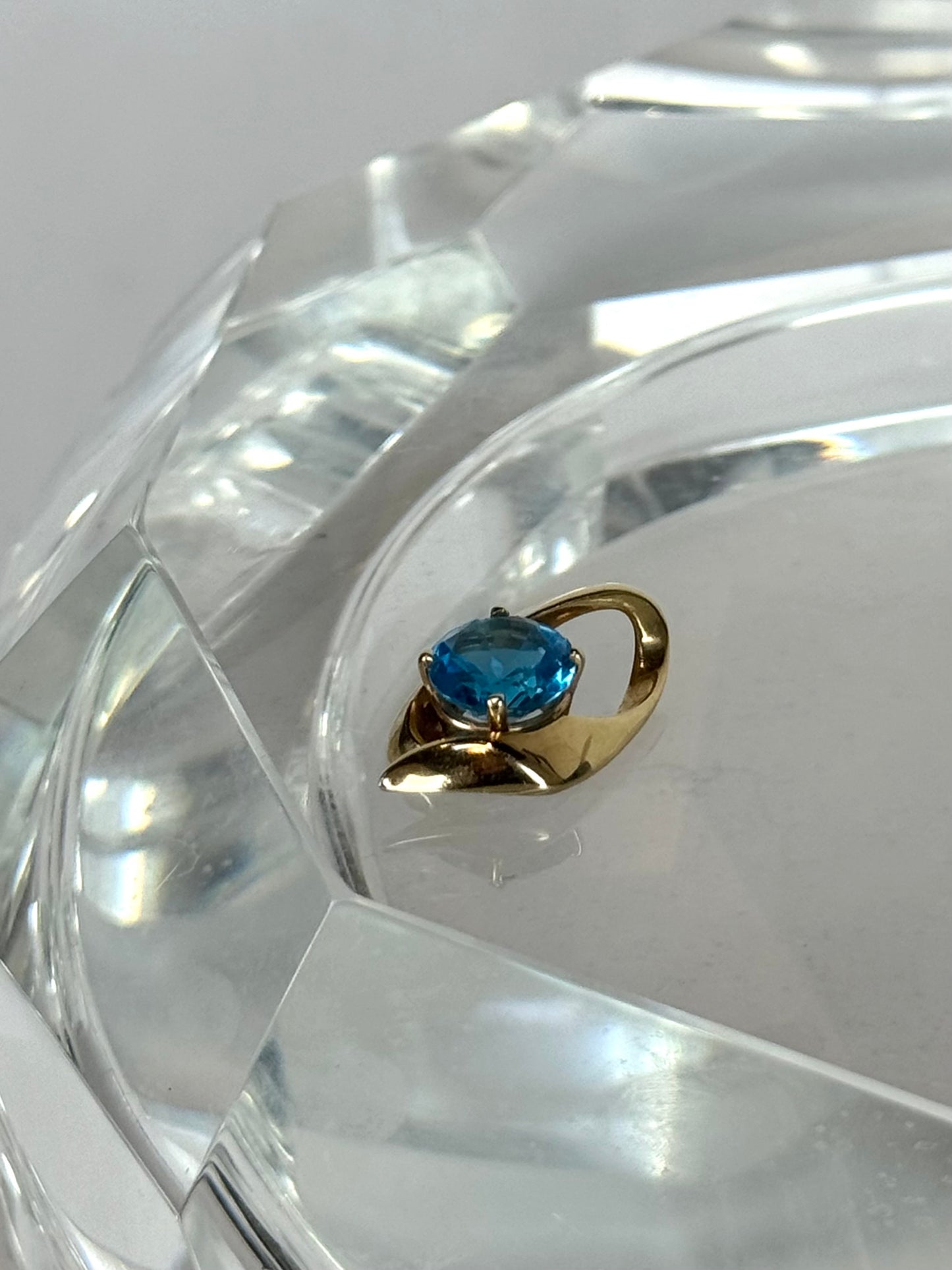 John Atencio Gold Toned Blue Topaz Pendant