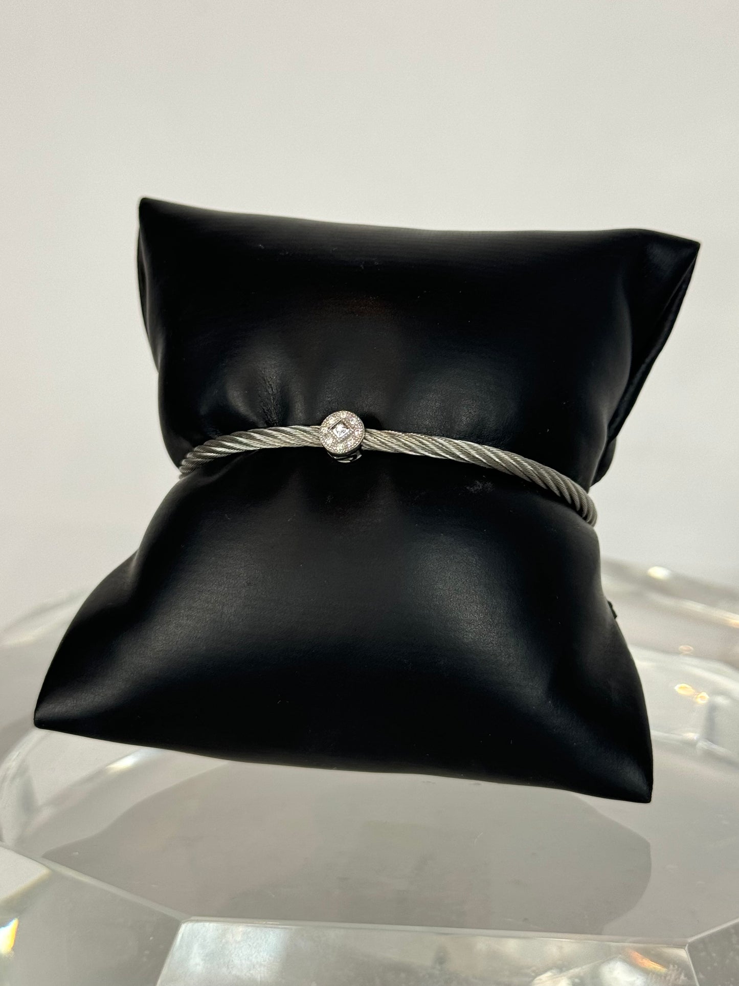 Charriol AU 750 Steel Cable Bracelet w/ Diamond