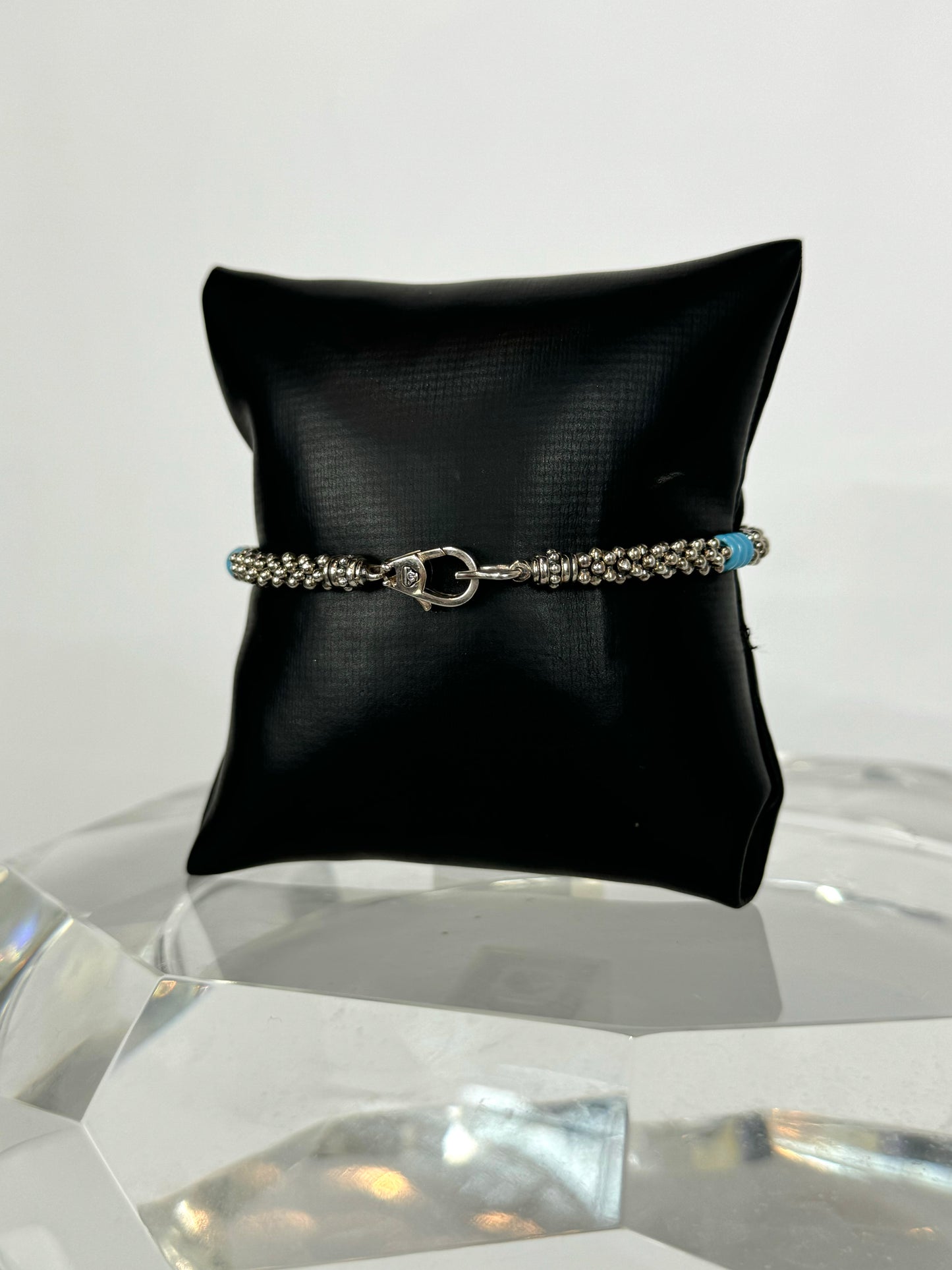 COMES WITH BAG - Lagos Blue Caviar Silver Station Bracelet