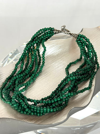 Tiffany & Co Green Multi-Strand Malachite Bead Necklace