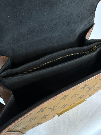 W BOX-Louis Vuitton "Dauphine" 2 Tone Monogram Bag w Gold Chain