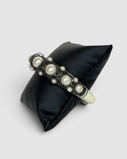 Matthew Campbell Laurenza Sterling SIlver Bracelet w/ Pearls & Black Sapphires