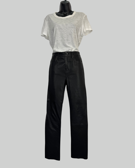 Citizens of Humanity Black Leather Harlow Ankle Midrise Slim Straight Leg