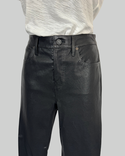 Citizens of Humanity Black Leather Harlow Ankle Midrise Slim Straight Leg