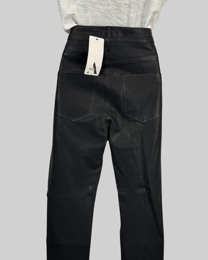 Citizens of Humanity Black Leather Harlow Ankle Midrise Slim Straight Leg