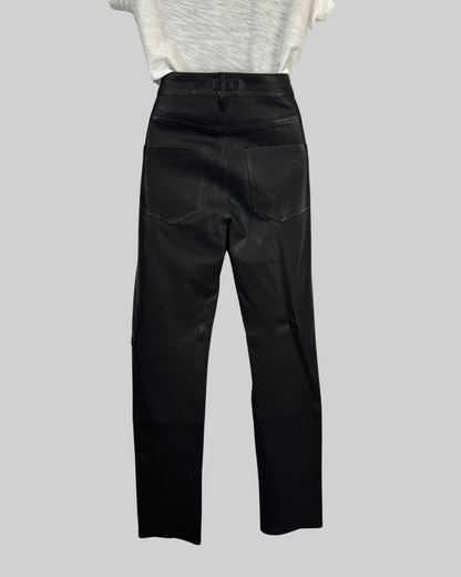 Citizens of Humanity Black Leather Harlow Ankle Midrise Slim Straight Leg