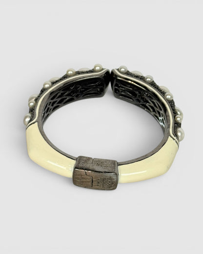 Matthew Campbell Laurenza Sterling SIlver Bracelet w/ Pearls & Black Sapphires