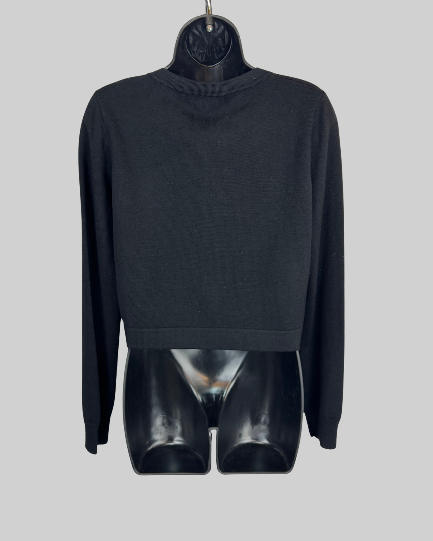 Diane Von Furstenberg Black Floral Lace Detail Long Sleeve Button Up Cardigan