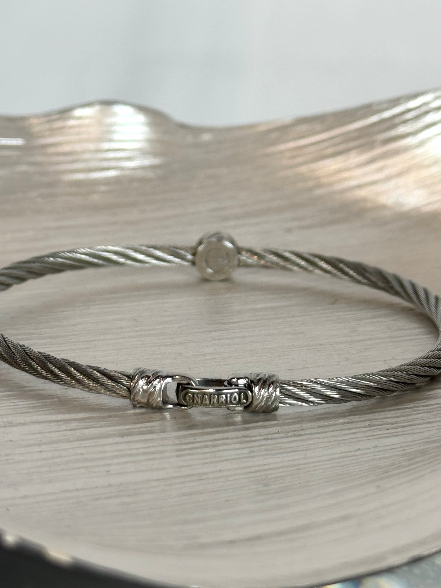 Charriol AU 750 Steel Cable Bracelet w/ Diamond