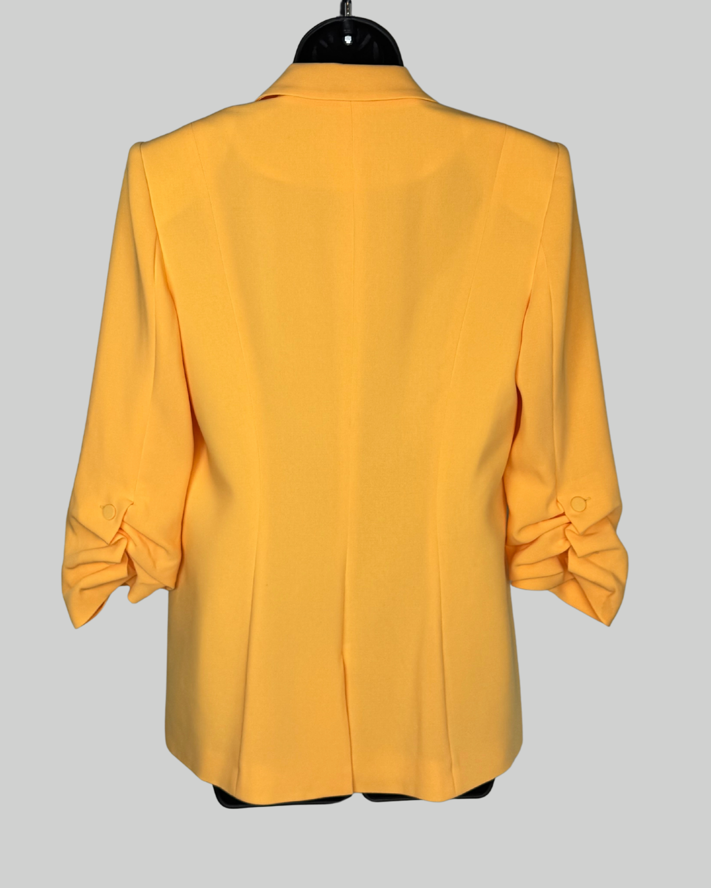 Cinq a Sept Yellow Single Button Long Ruched Sleeve Blazer