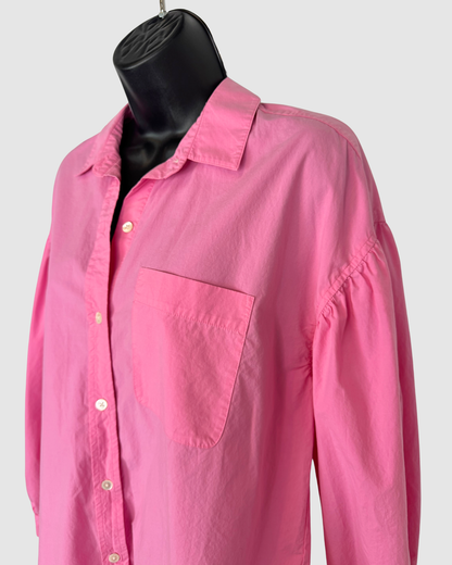 Rails Pink Long Puff Sleeve Single Breasted Button Up Blouse Top