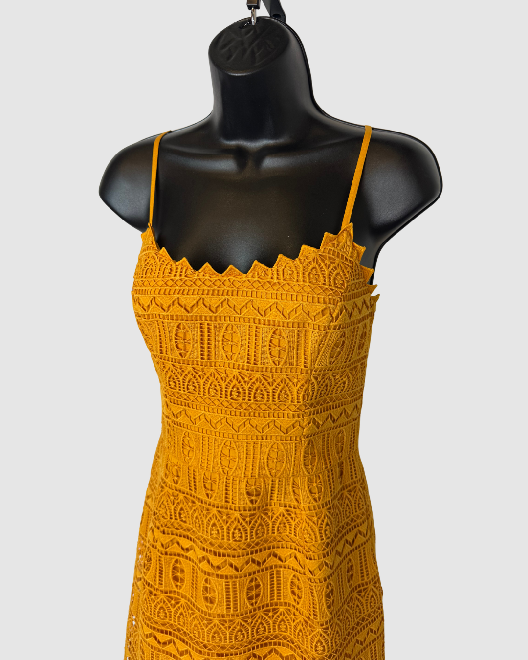 Dress the Population Yellow Sleeveless Crochet Mini Dress