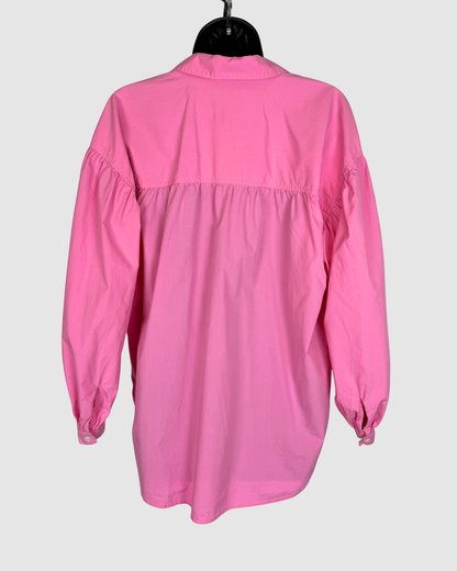 Rails Pink Long Puff Sleeve Single Breasted Button Up Blouse Top