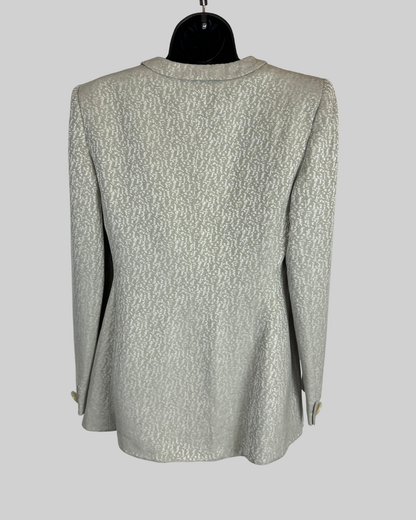 Giorgio Armani  Grey Spotted Metallic Print Single Button Blazer