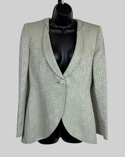 Giorgio Armani  Grey Spotted Metallic Print Single Button Blazer