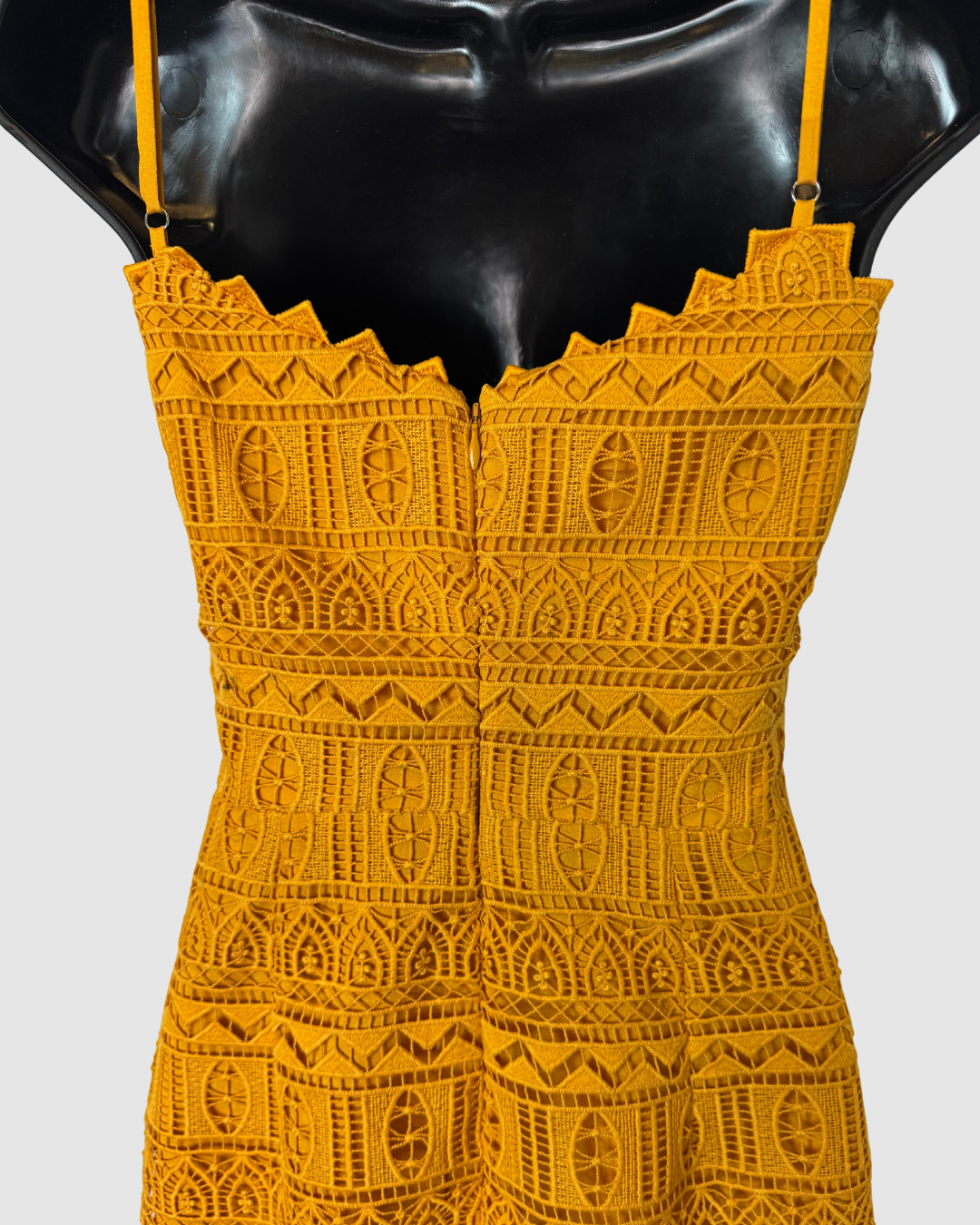 Dress the Population Yellow Sleeveless Crochet Mini Dress