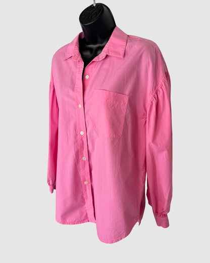 Rails Pink Long Puff Sleeve Single Breasted Button Up Blouse Top