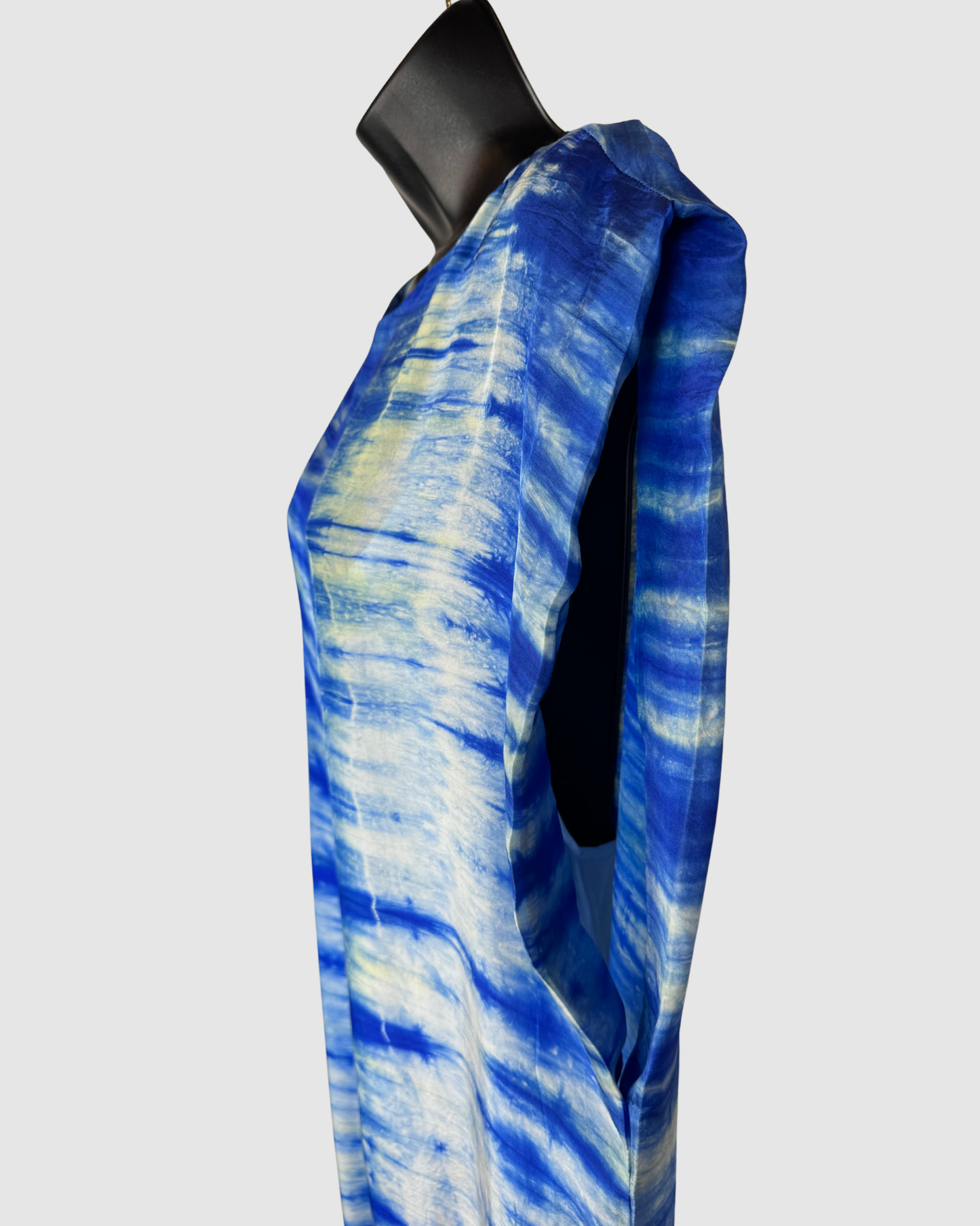 IRO Silk Blue Tie-Dye Cap Sleeve Slip Layer Maxi Dress