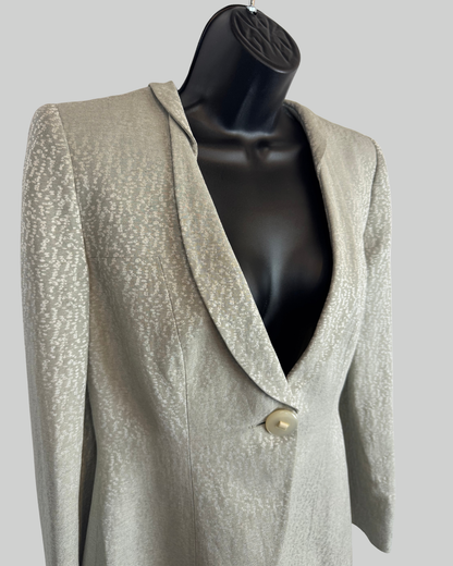 Giorgio Armani  Grey Spotted Metallic Print Single Button Blazer