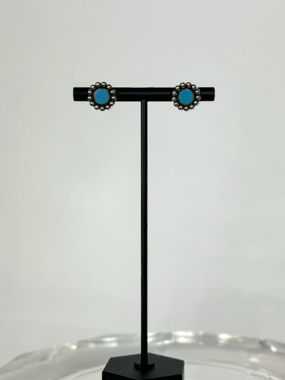 Lagos Sterling Silver Maya Blue Ceramic Stud Earrings