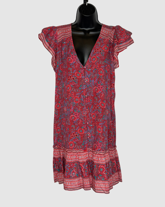Veronica Beard Spicy Red Multi Pattern Lorraine Dress NWT