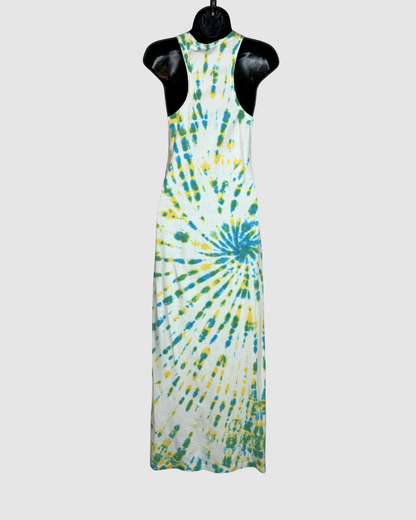 SPRWMN White Yellow Blue Tit-Dye Maxi Tank Dress