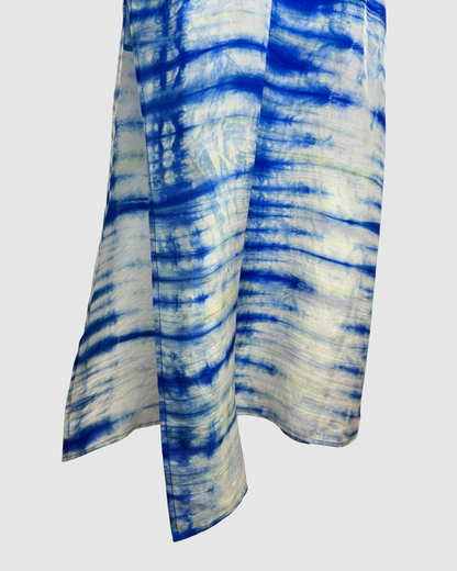 IRO Silk Blue Tie-Dye Cap Sleeve Slip Layer Maxi Dress
