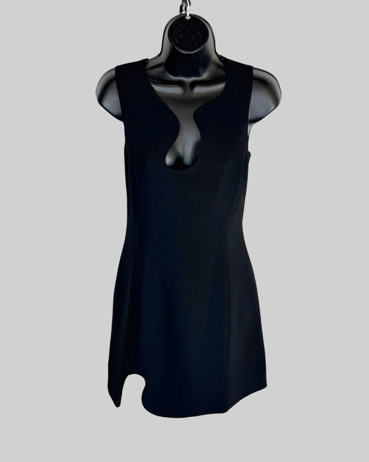 Amanda Uprichard Black Curve Neckline Sleeveless Mini Dress NWT