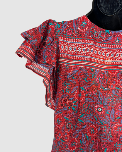 Veronica Beard Spicy Red Multi Pattern Lorraine Dress NWT