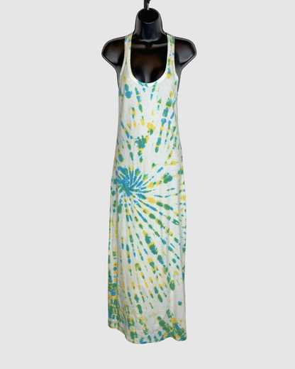 SPRWMN White Yellow Blue Tit-Dye Maxi Tank Dress