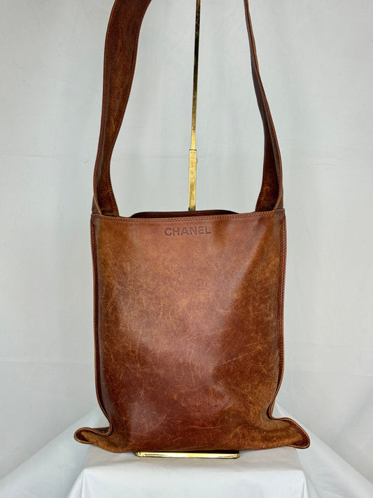Chanel Brown Leather Messenger Bag