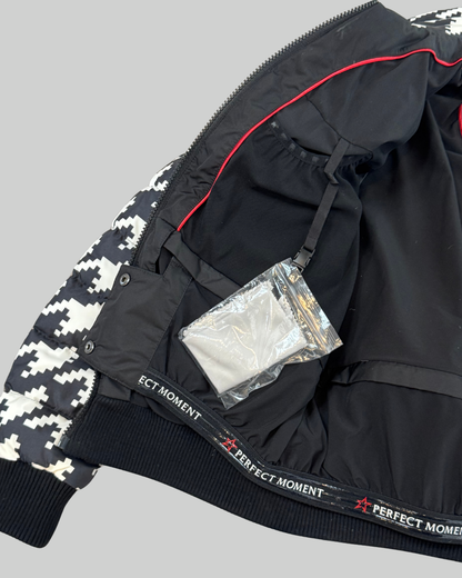 Perfect Moment Black White Houndstooth Collared Puffer Coat