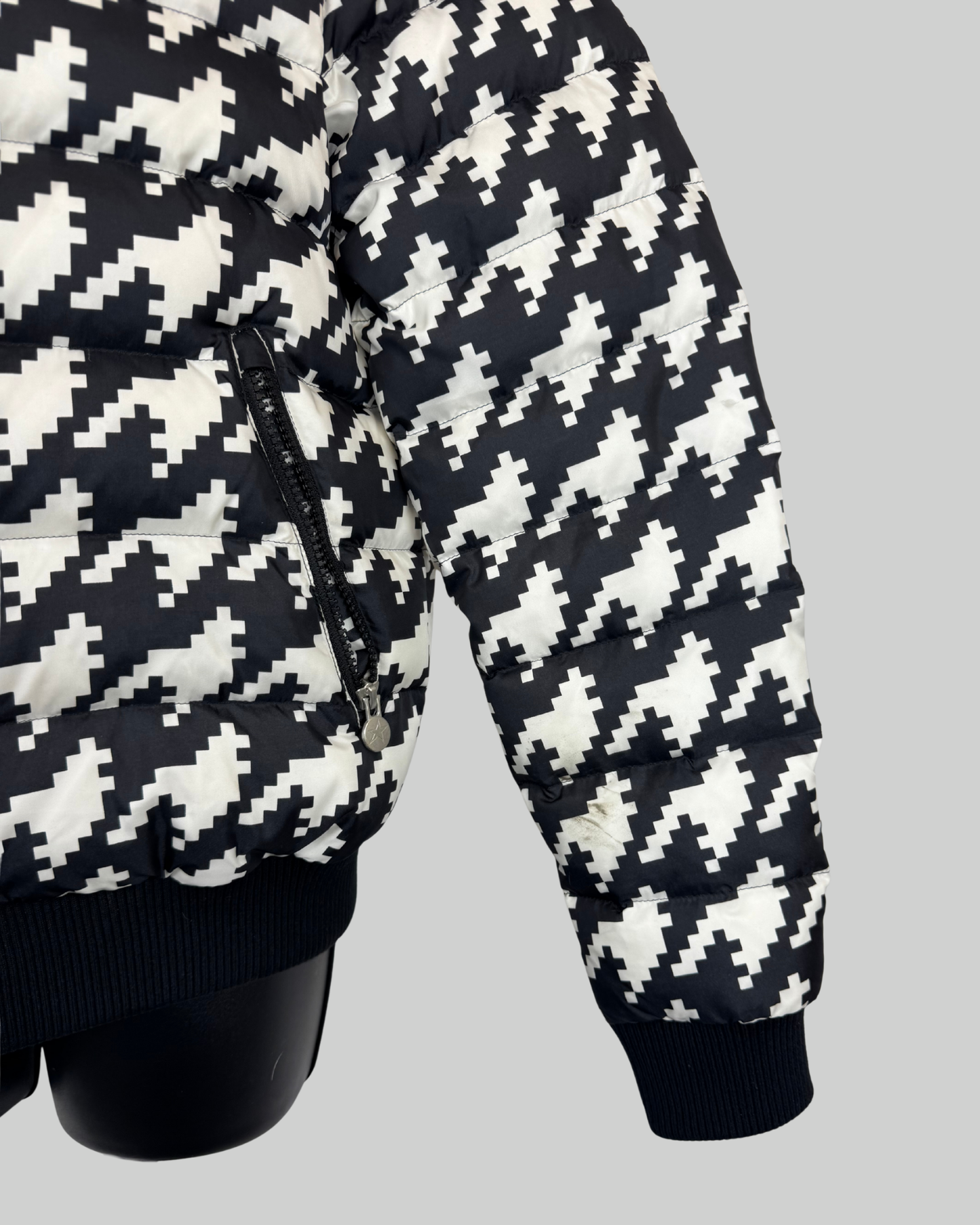 Perfect Moment Black White Houndstooth Collared Puffer Coat