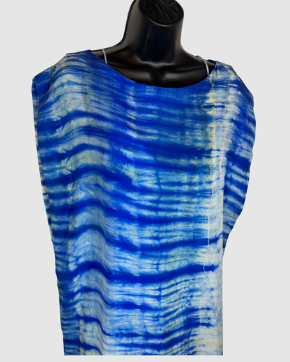 IRO Silk Blue Tie-Dye Cap Sleeve Slip Layer Maxi Dress