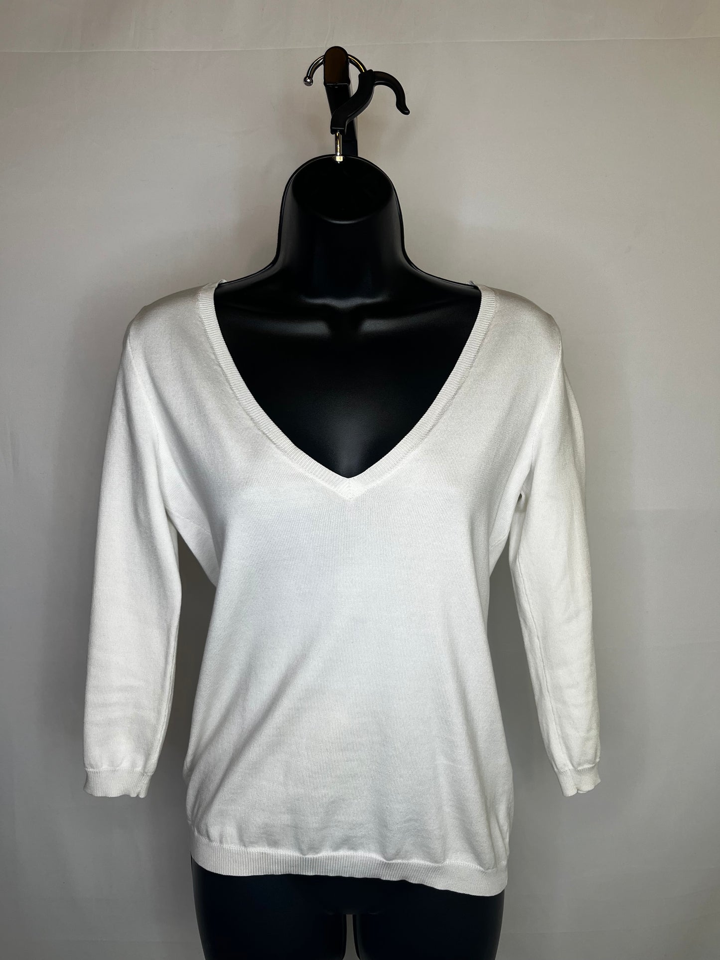 Ralph Lauren White V-Neck 3/4 Sleeve Top