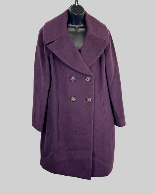 Elie Tahari Wool Plum Purple Button Down Mid-Length Coat NWT