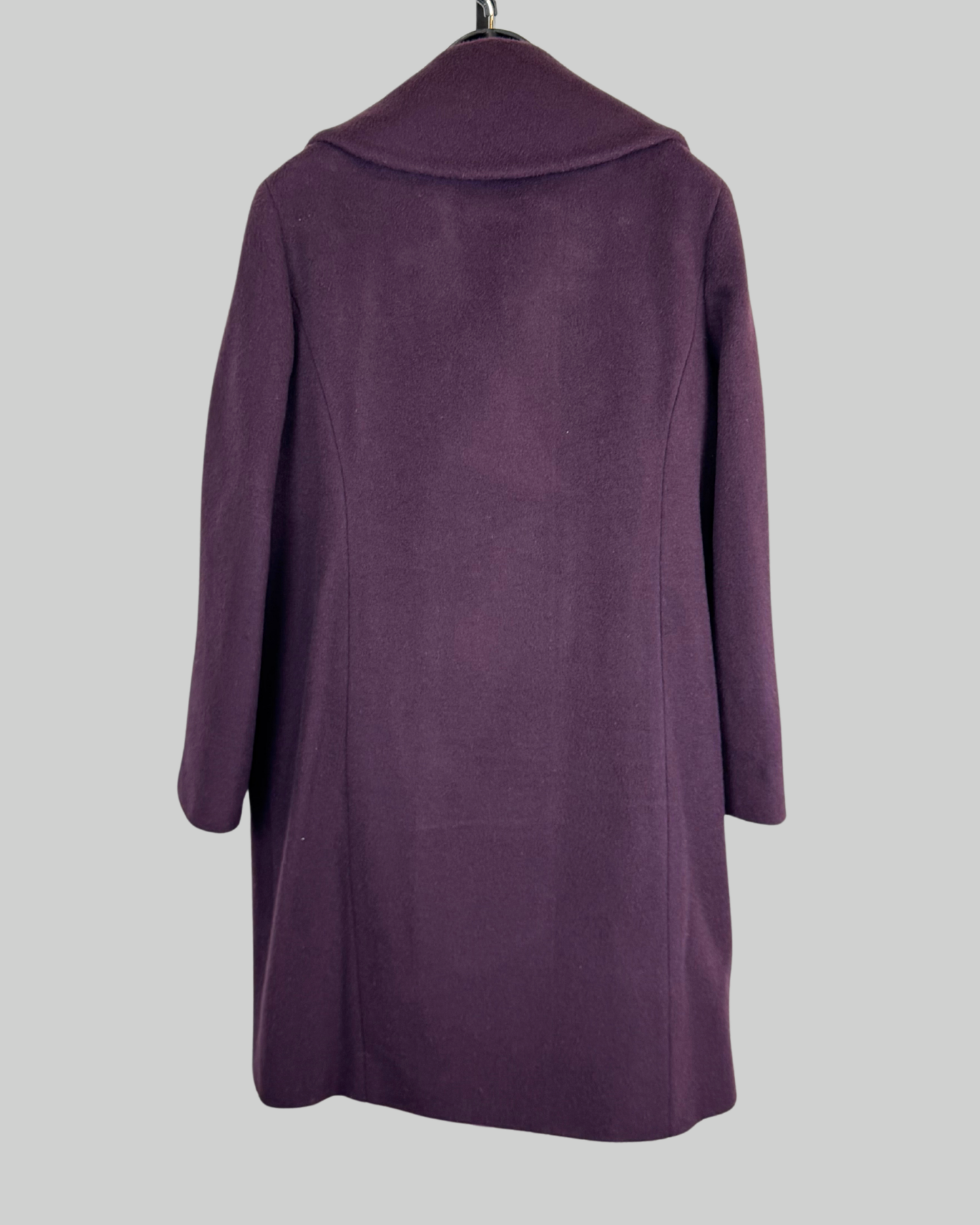 Elie Tahari Wool Plum Purple Button Down Mid-Length Coat NWT